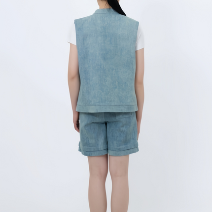 Tung Flower Denim Chinese-style Vest