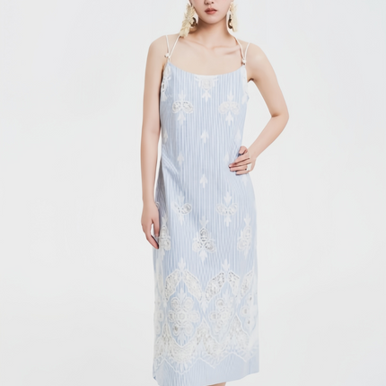 Yunchuan Chinese Lace Carved Halter Dress