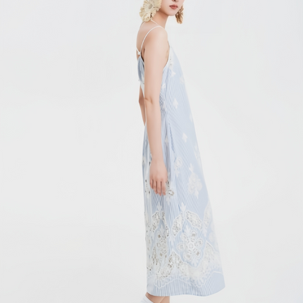 Yunchuan Chinese Lace Carved Halter Dress