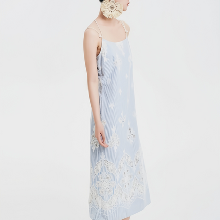 Yunchuan Chinese Lace Carved Halter Dress