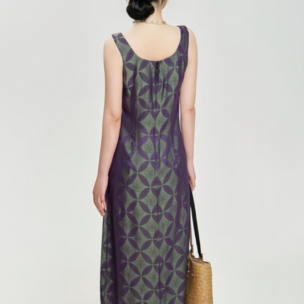 RONG Purple and Green copper coin Flower Vest Dress