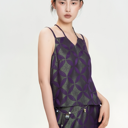 RONG Purple and Green Copper Coin Flower Sling · Top halter